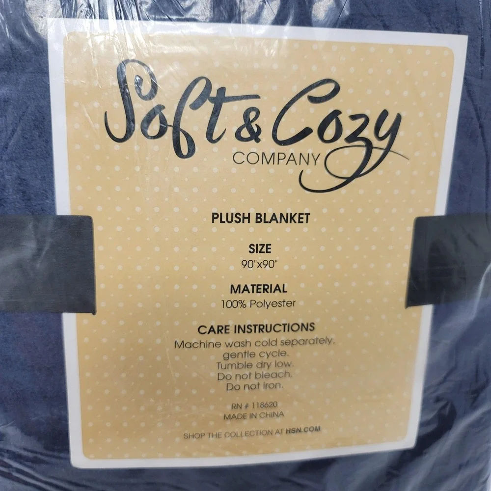 Soft & Cozy Company Lightweight Plush Blanket 90x90 Navy Blue Soft Cozy Bedding‎